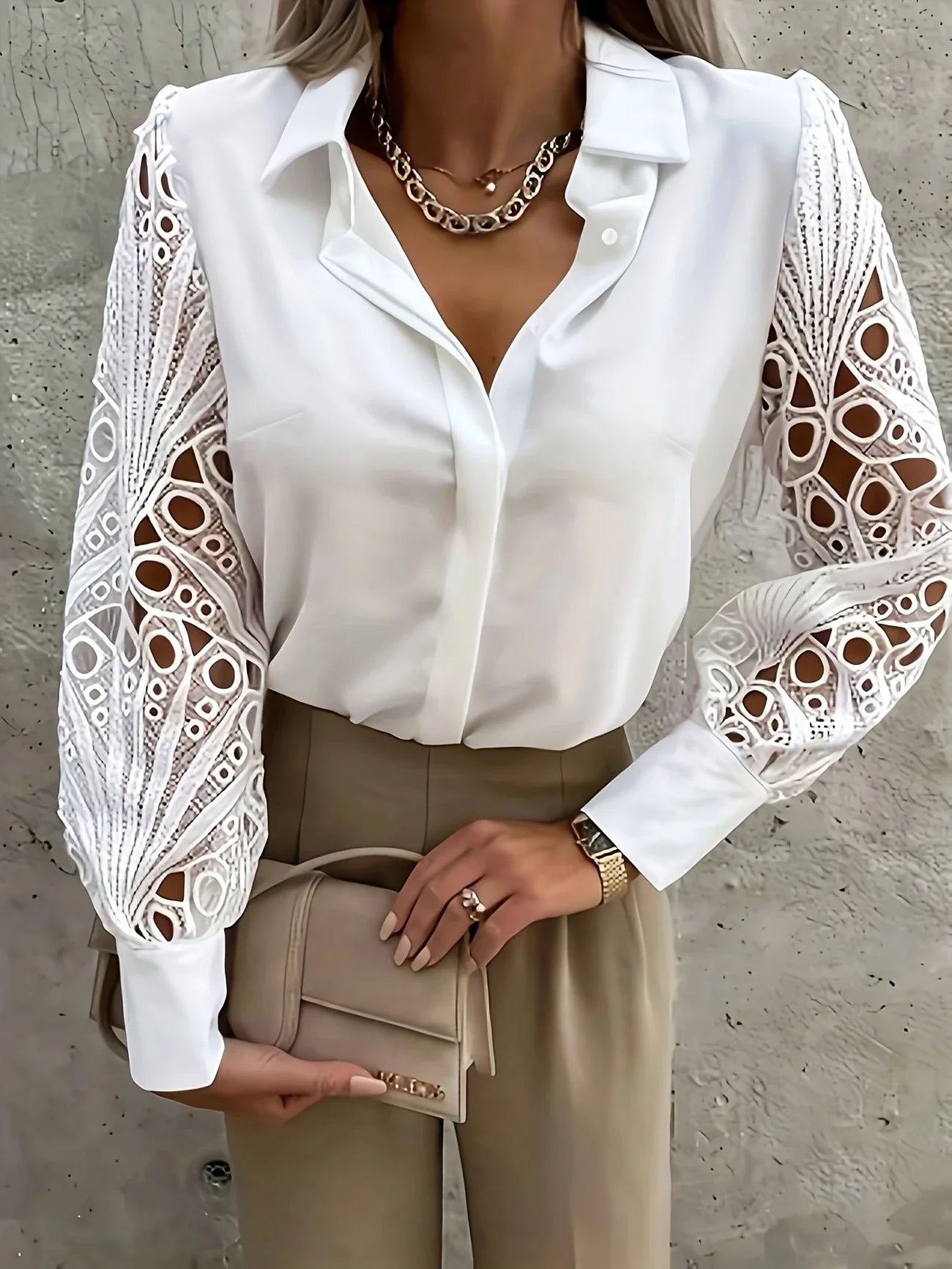 Elegant Plus Size Lace Splicing Blouse 1XL-5XL