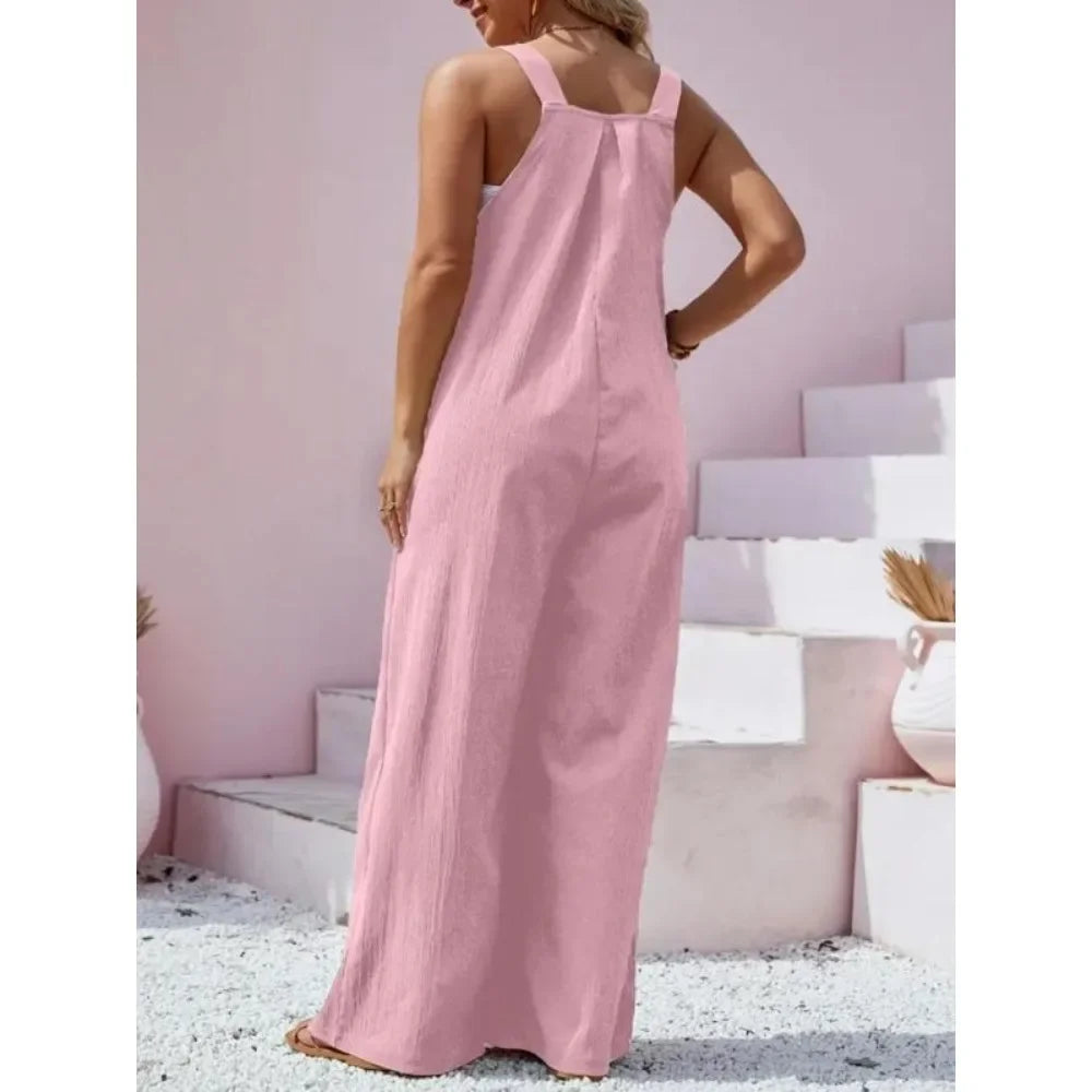 Elegant Plus Size Sleeveless High Waist Jumpsuit for Women