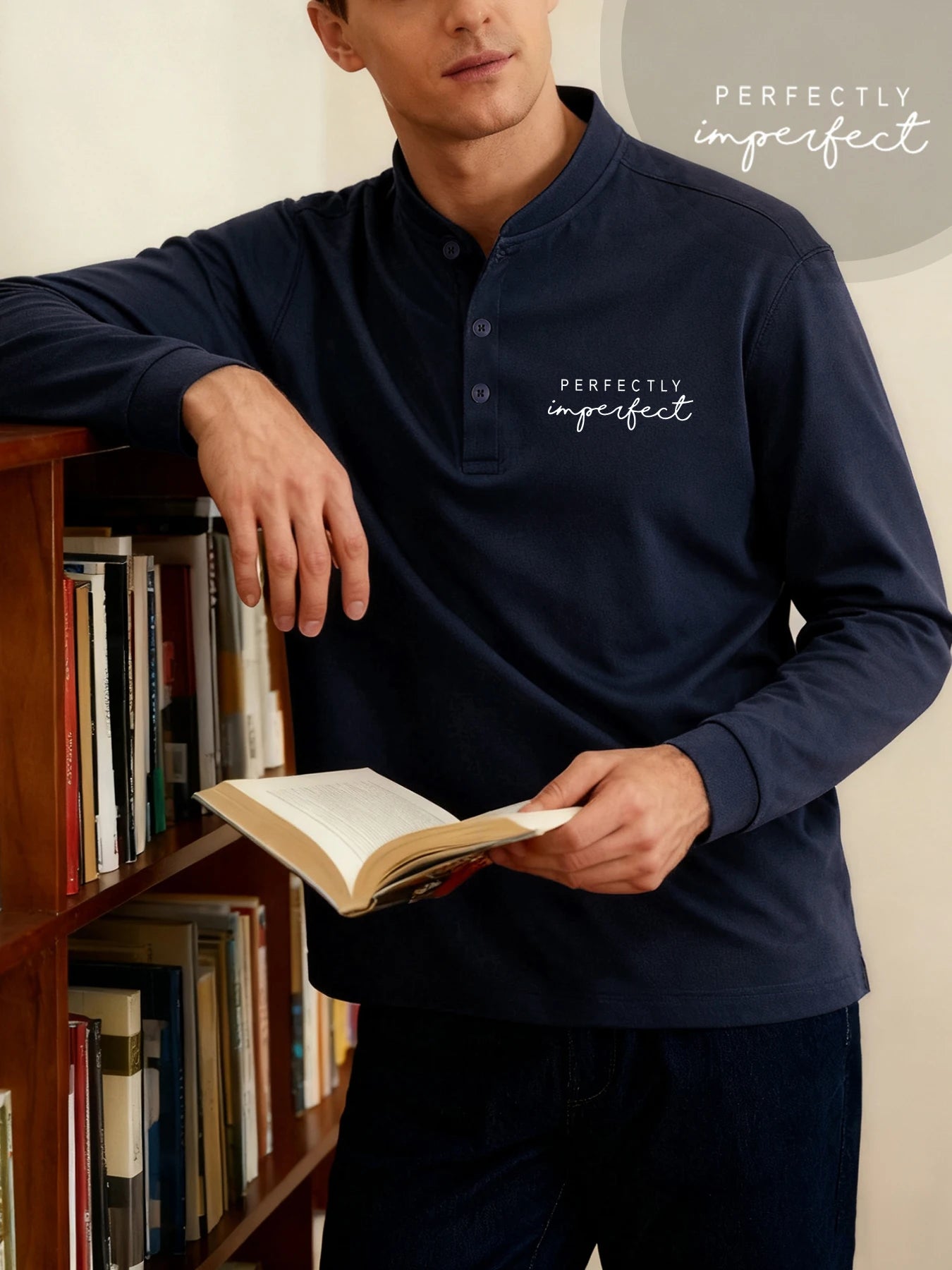 Comfy Unisex Henley Long Sleeve Shirt - Perfectly Imperfect Casual Wear