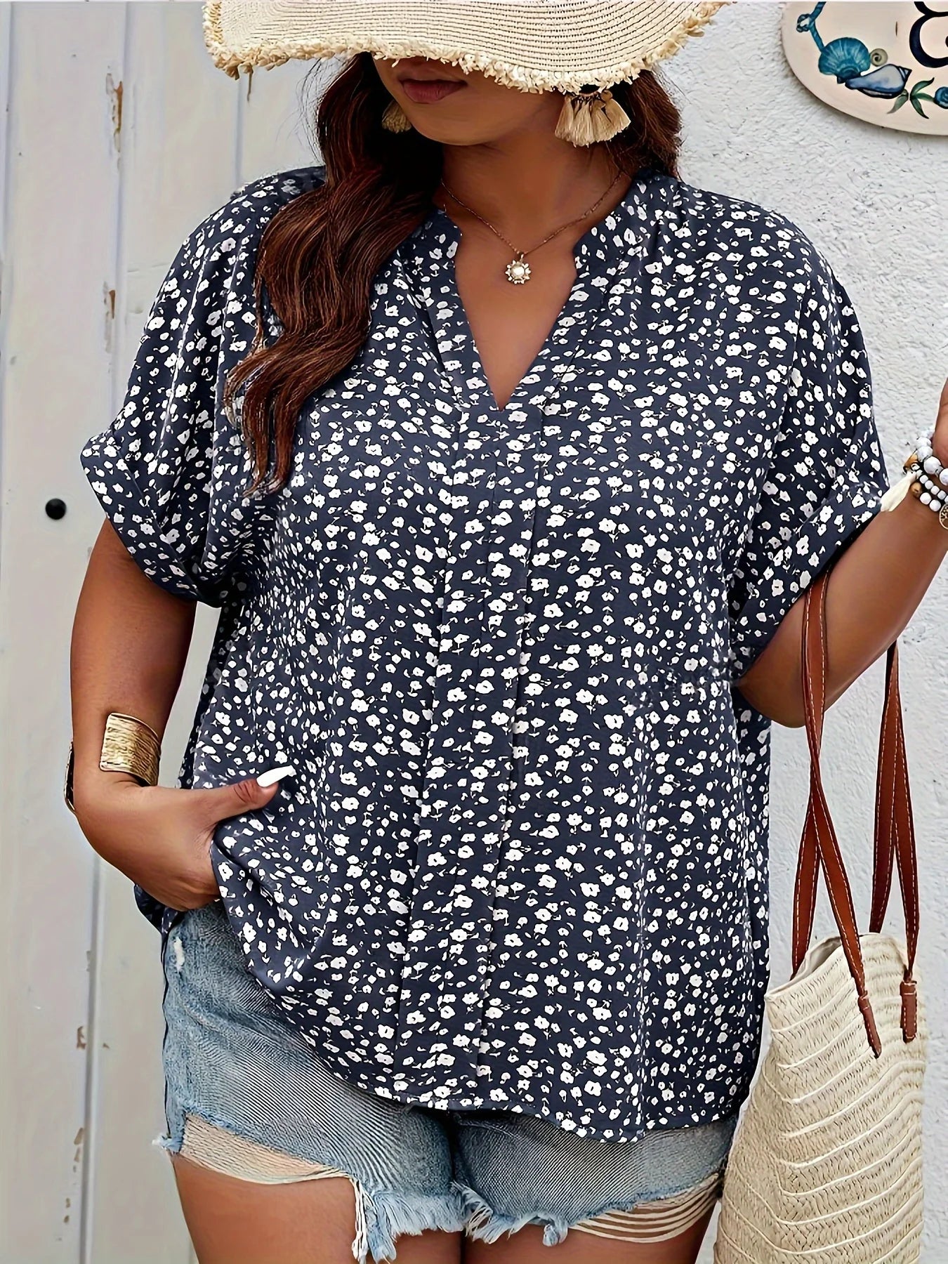 Floral Print Plus-Size Summer Shirt for Women