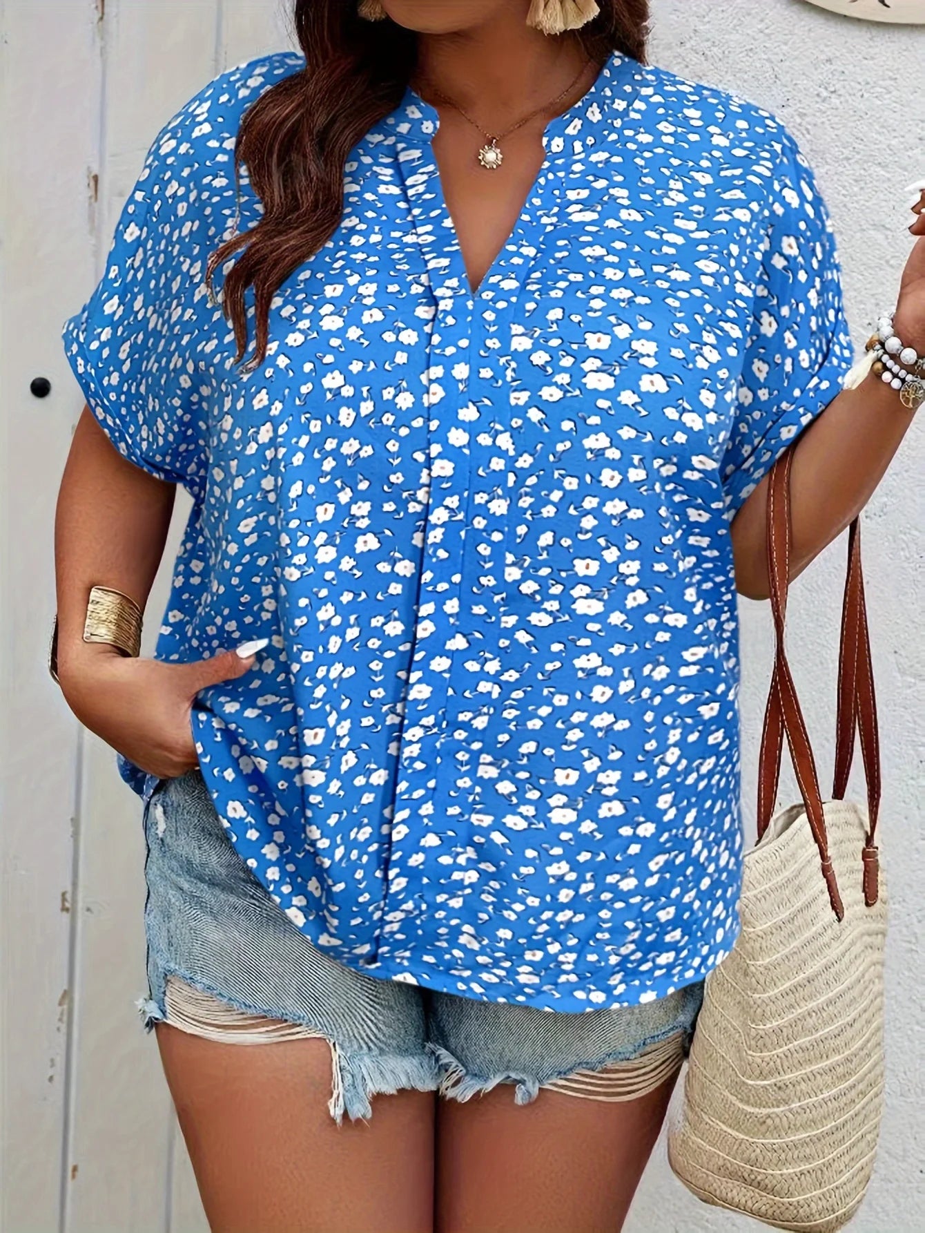 Floral Print Plus-Size Summer Shirt for Women