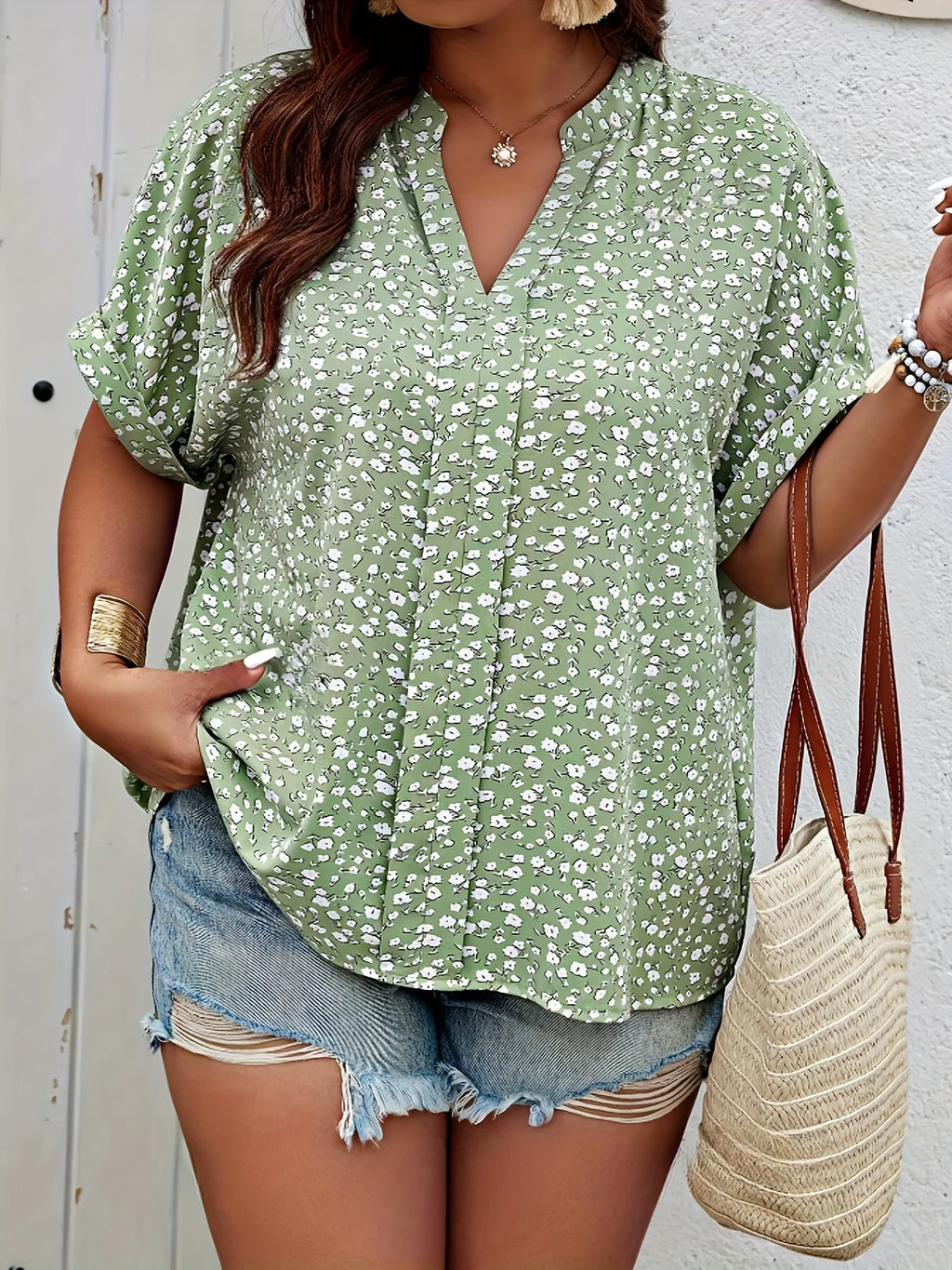 Floral Print Plus-Size Summer Shirt for Women