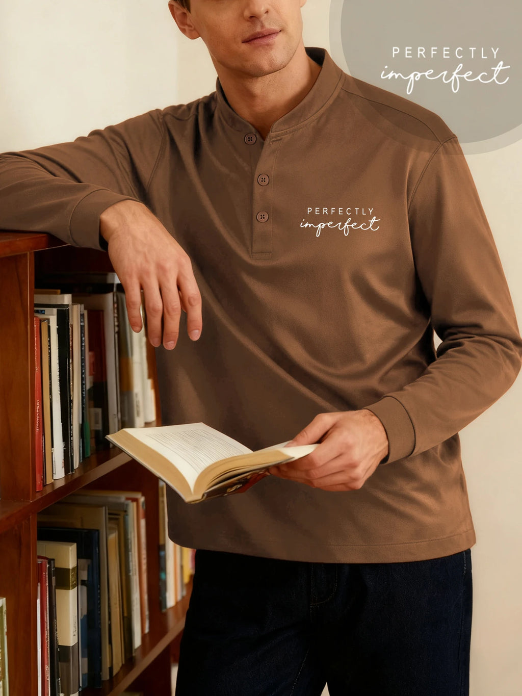 Comfy Unisex Henley Long Sleeve Shirt - Perfectly Imperfect Casual Wear