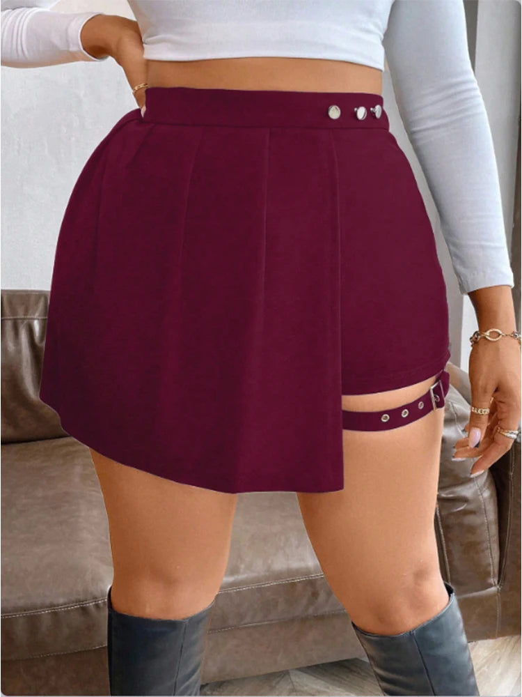 Plus Size Flared Pleated Mini Skirt for Spring & Summer
