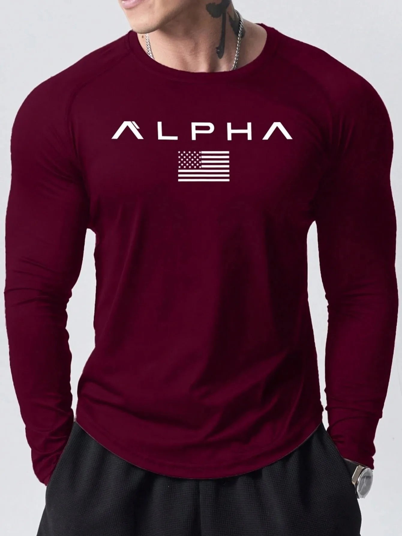 Men's 3D Printed Long-Sleeved T-Shirt for Spring & Autumn