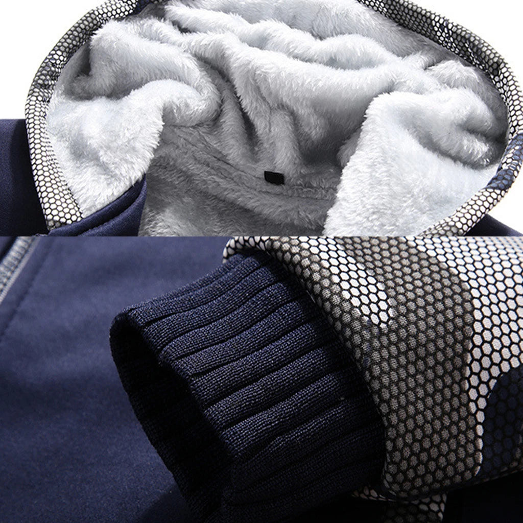 Men's Fleece-Lined Winter Tracksuit Set - Stylish & Warm Sweatshirt and Pants