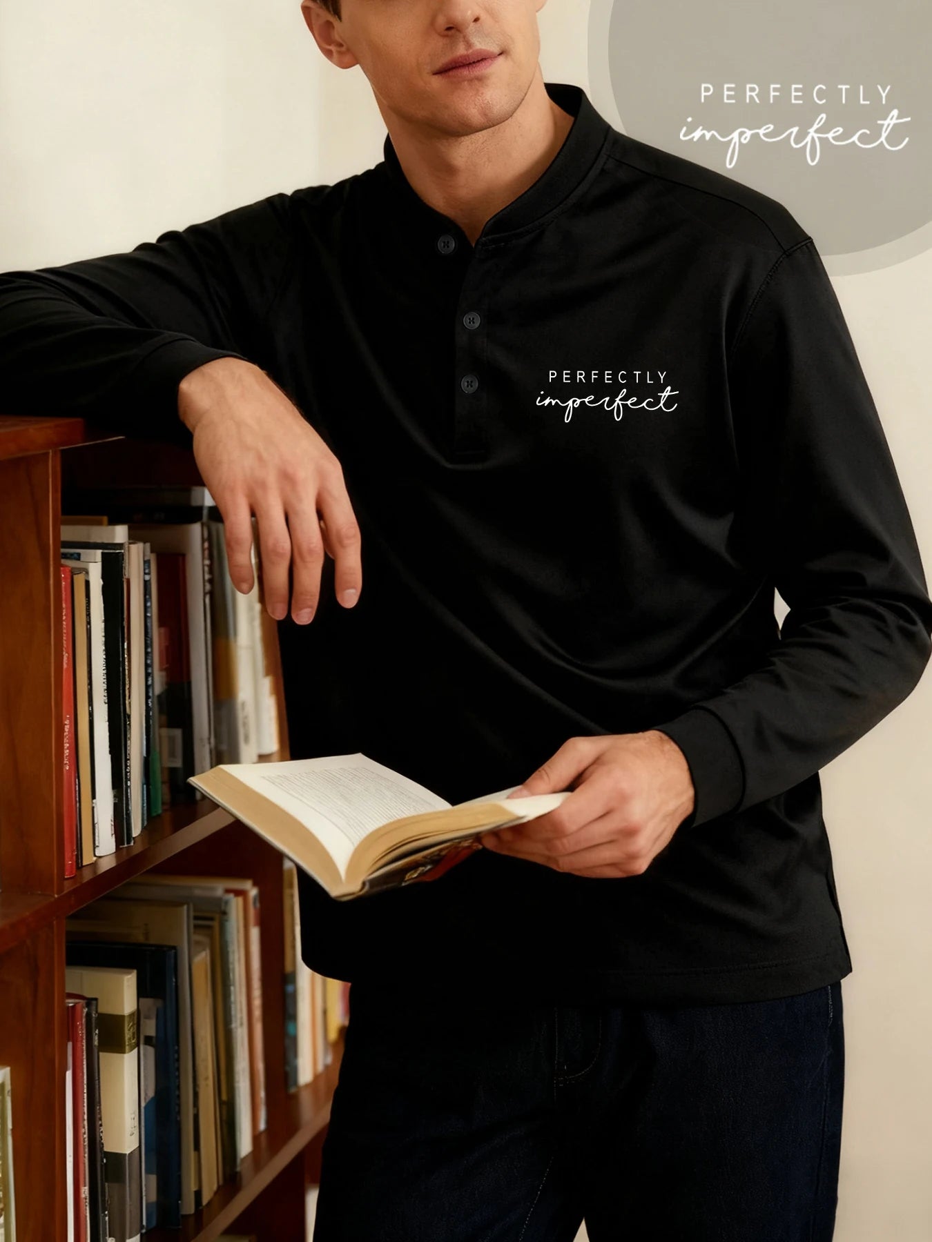 Comfy Unisex Henley Long Sleeve Shirt - Perfectly Imperfect Casual Wear