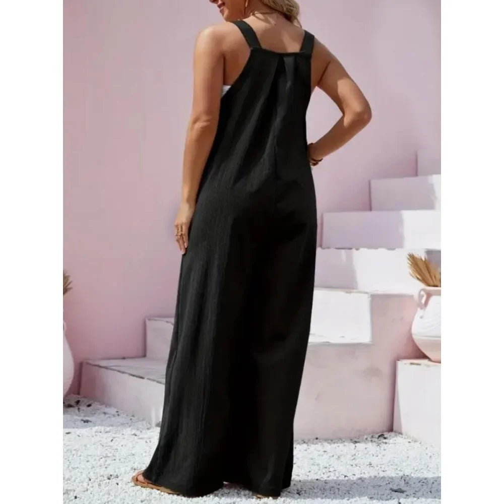 Elegant Plus Size Sleeveless High Waist Jumpsuit for Women