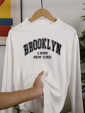 Brooklyn New York 1898 Velvet Fleece Long Sleeve Shirt with Half-High Collar