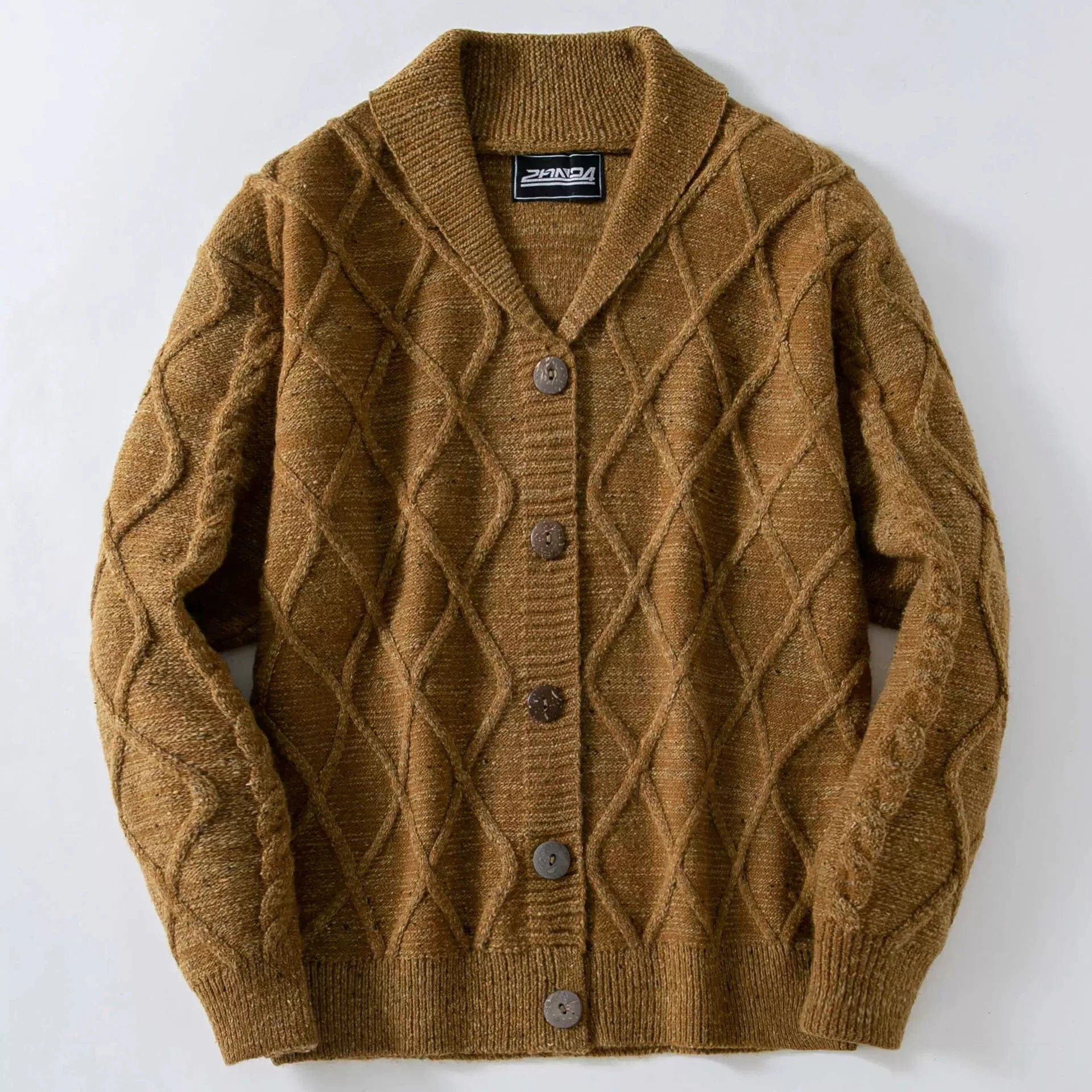 Men's Luxury Retro Diamond Knit Cardigan Sweater