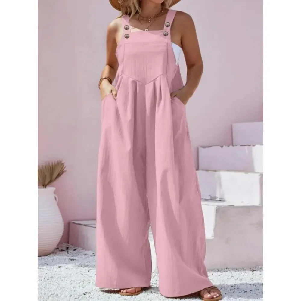 Elegant Plus Size Sleeveless High Waist Jumpsuit for Women