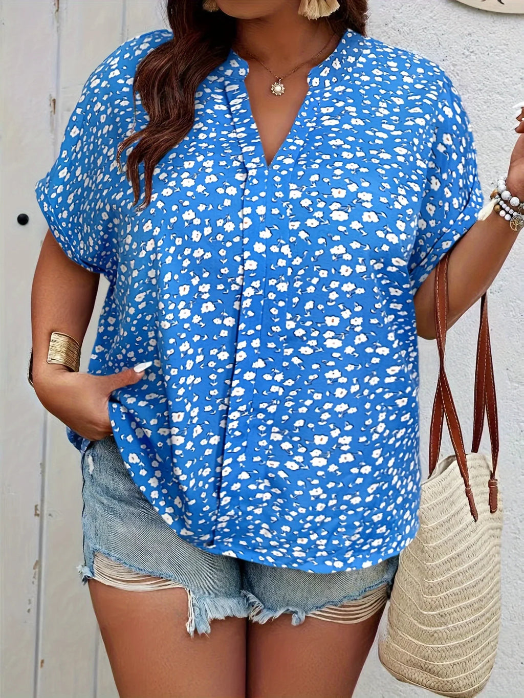Floral Print Plus-Size Summer Shirt for Women
