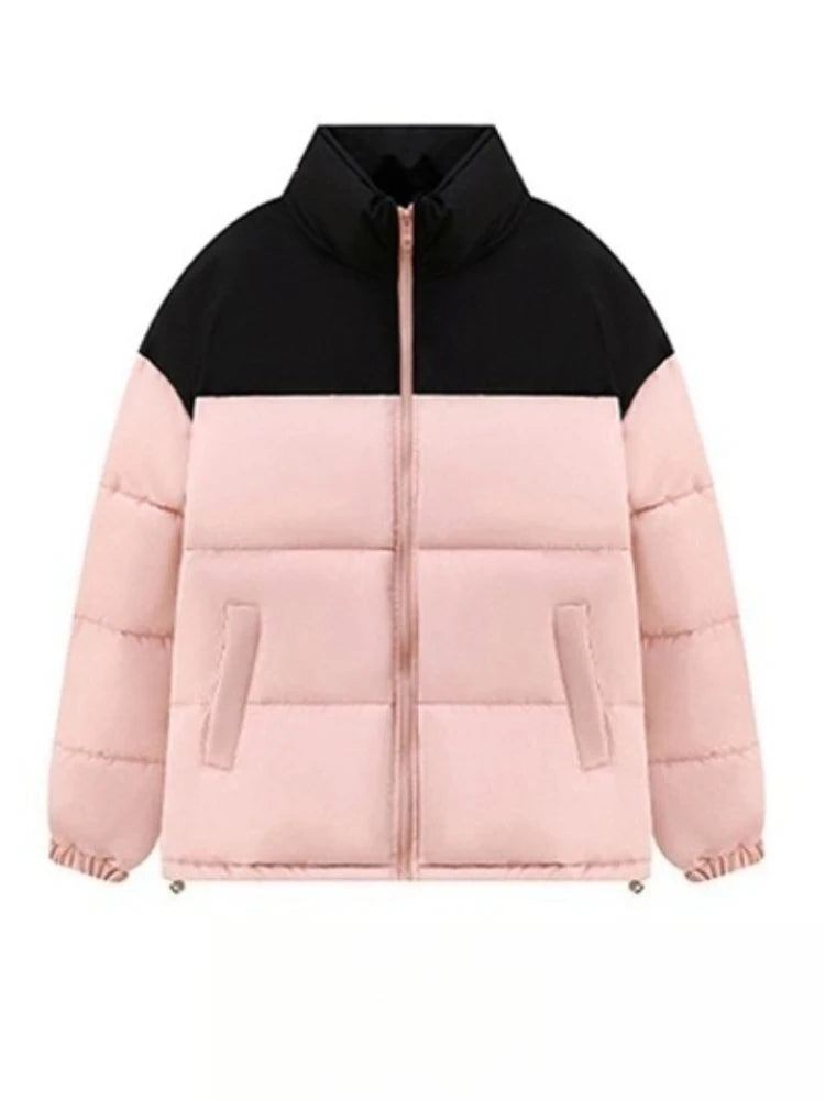 Plus Size Winter Windproof Cotton Parka with Zipper Pockets