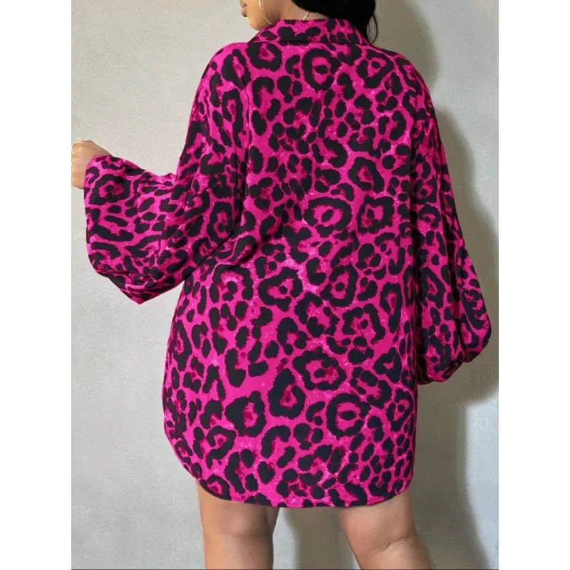 Plus Size Leopard Print Blouse Shirt for Women (1XL-5XL)