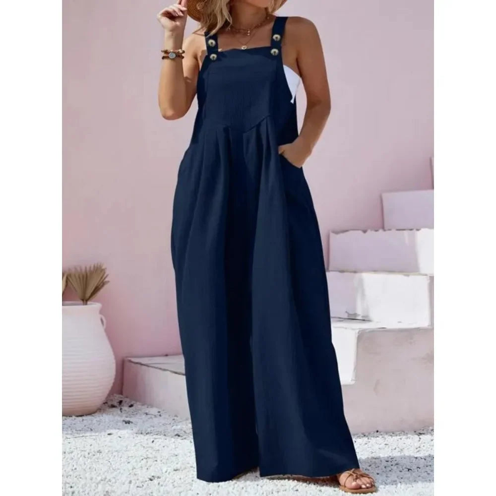Elegant Plus Size Sleeveless High Waist Jumpsuit for Women