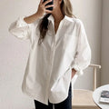 Elegant Plus Size Cotton Long Sleeve Blouse for Women
