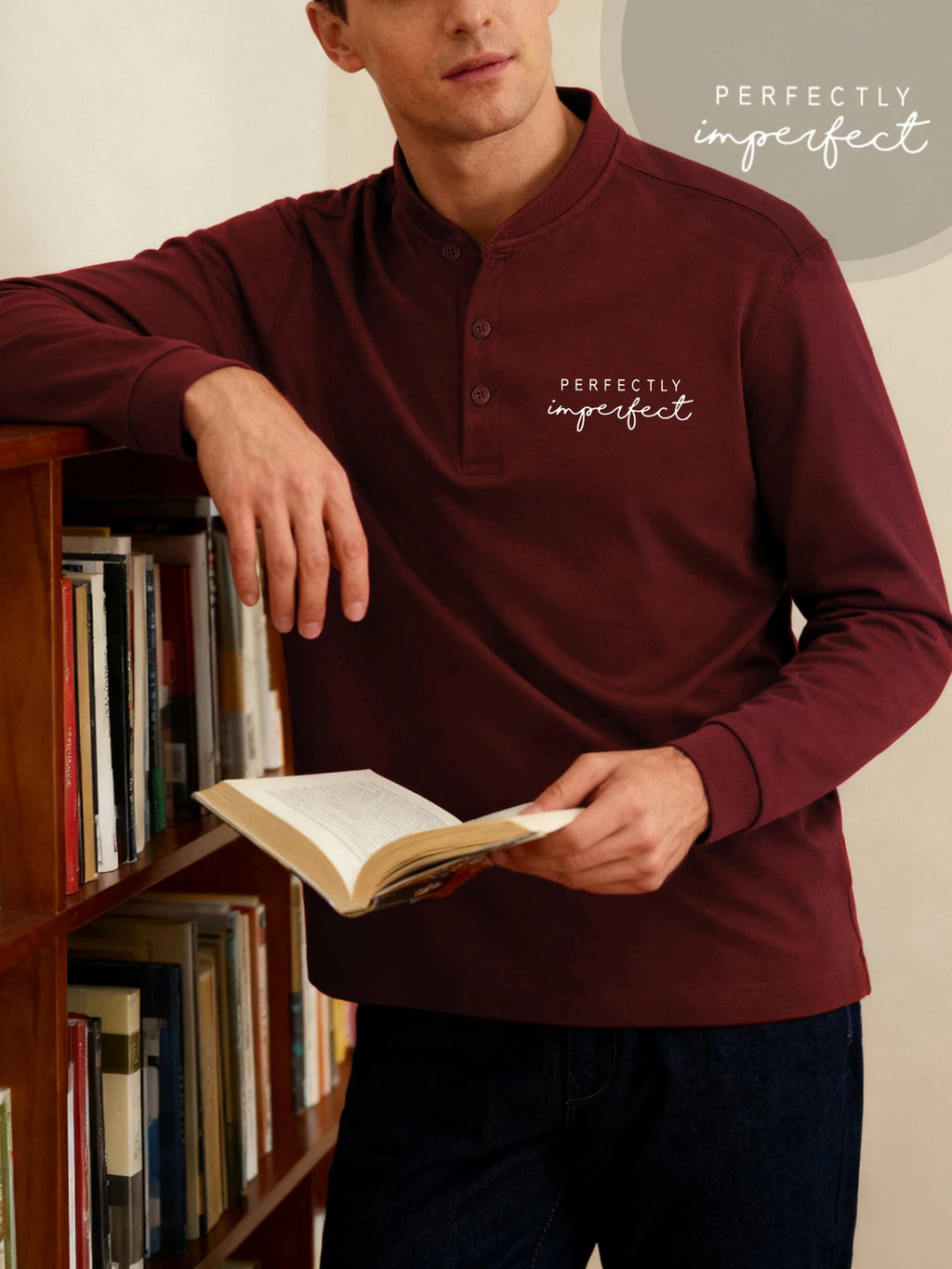 Comfy Unisex Henley Long Sleeve Shirt - Perfectly Imperfect Casual Wear