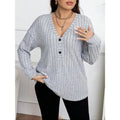 Elegant Plus Size Knitted V-Neck Shirt for Women
