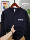 Brooklyn New York Men's Long Sleeve Henry Shirt - Soft & Stylish
